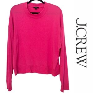 J. Crew Bright Pink Lyocell Blend Lightweight Crewneck Sweater